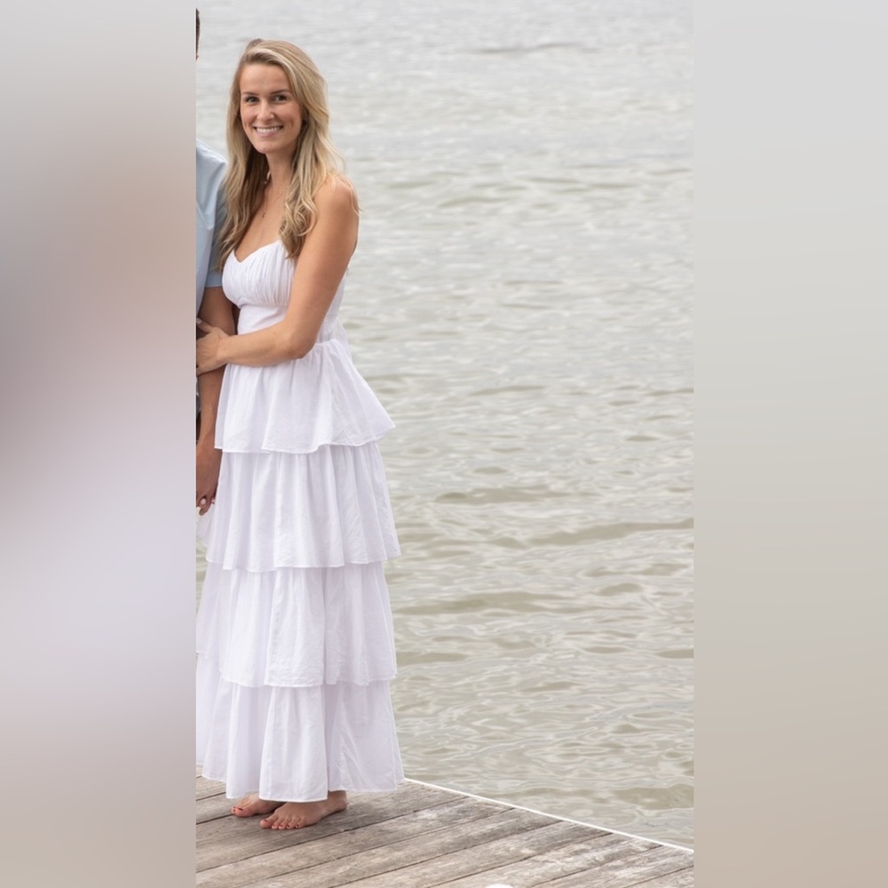 Abercrombie Lace-Up Back Tiered Maxi Dress